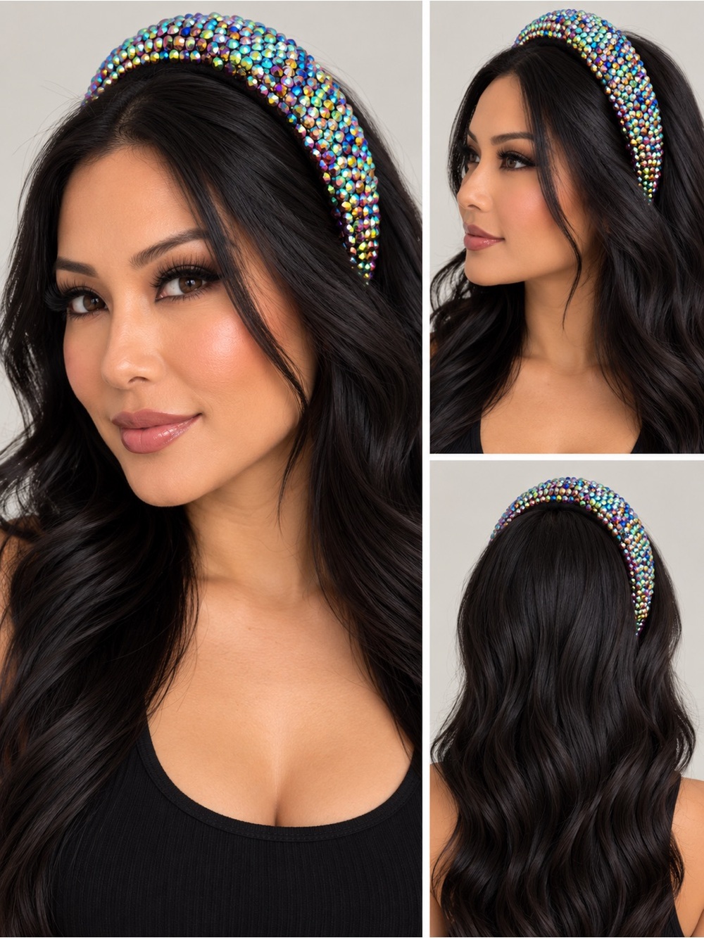 Multicolored Handmade Rhinestone Sparkly Bling Crystal Chunky Statement Headband